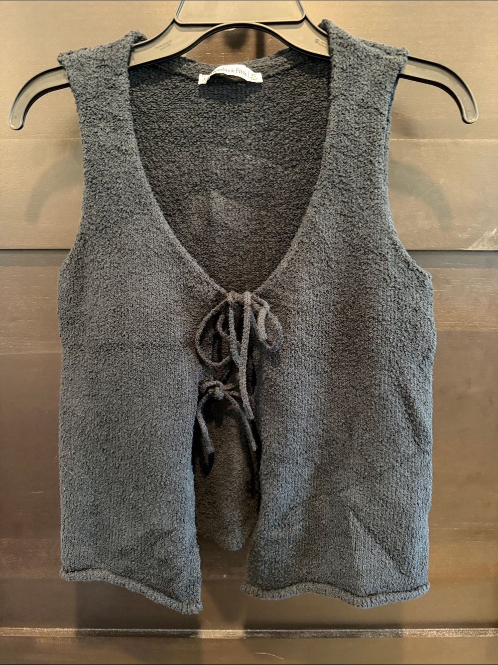 Abercrombie & Fitch Black Terry Knit Tie-Front Tank